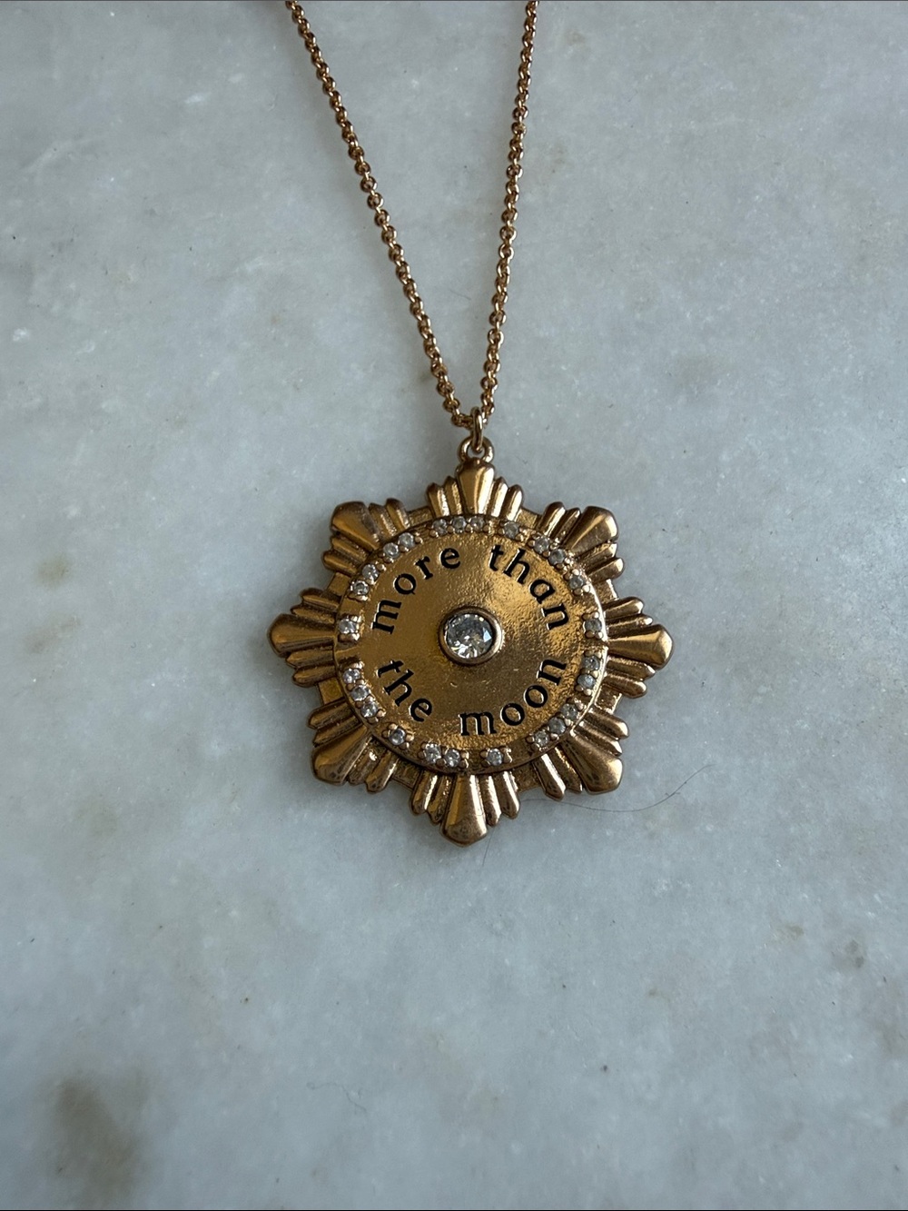 NWT Anthropologie “More Than the Moon” Gold Pendant Necklace
